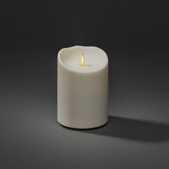 LED sviečka IP44 krémovo biela roztavená výška 14 cm