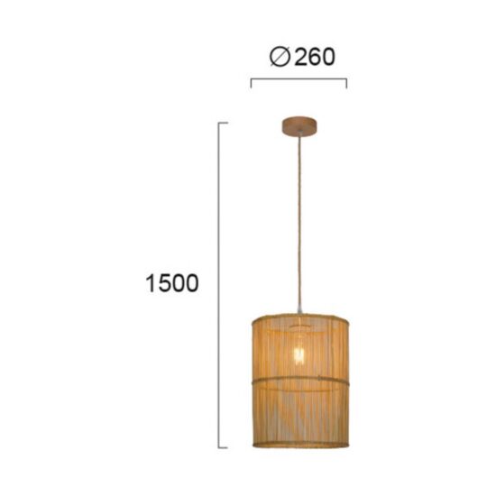 Závesná lampa Anteo z ratanu